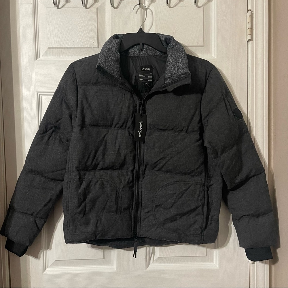 NWT Allbirds Trino Puffer Jacket Charcoal Grey Women’s Size Small Merino Wool - Picture 2 of 9